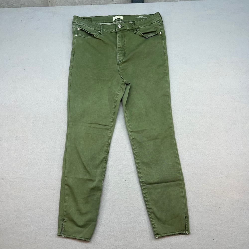 Nicole Miller New York Soho High Rise Ankle Skinny Jeans Olive Green Womens 14